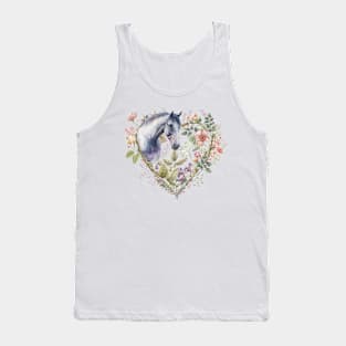 Floral Heart with Grey Horse Tank Top